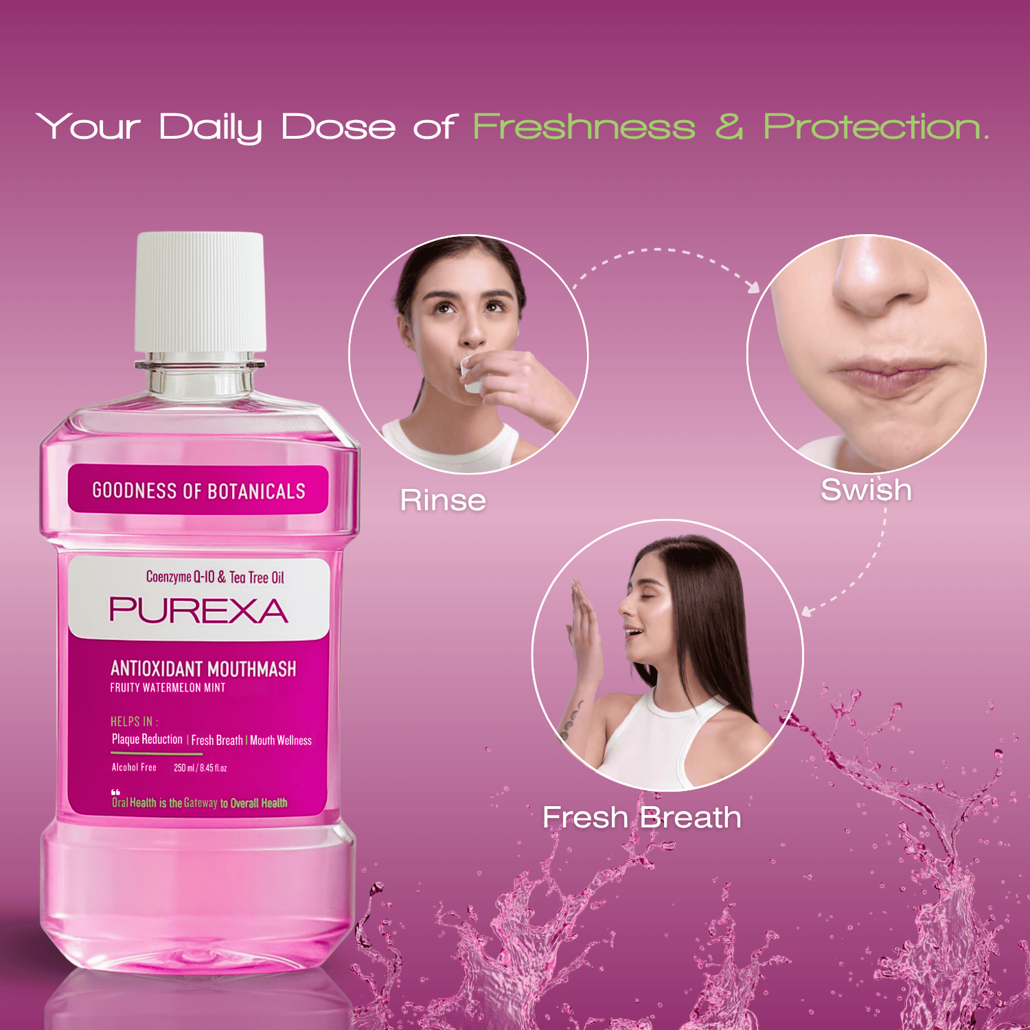 Antioxidant | Antimicrobial & Antibacterial Mouthwash | Water Melon Mint