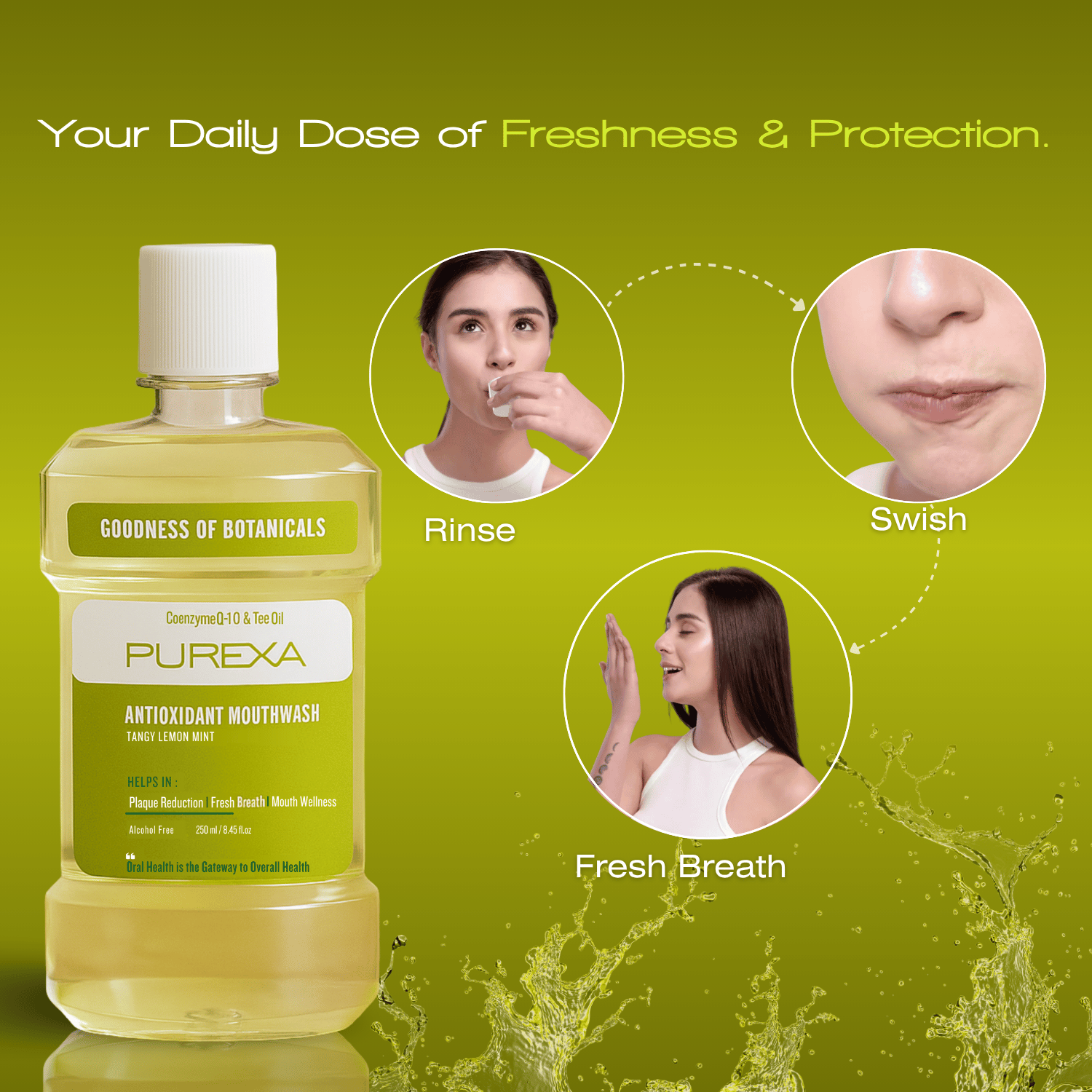 Antioxidant | Antimicrobial & Antibacterial Mouthwash | Lemon Mint Flavour