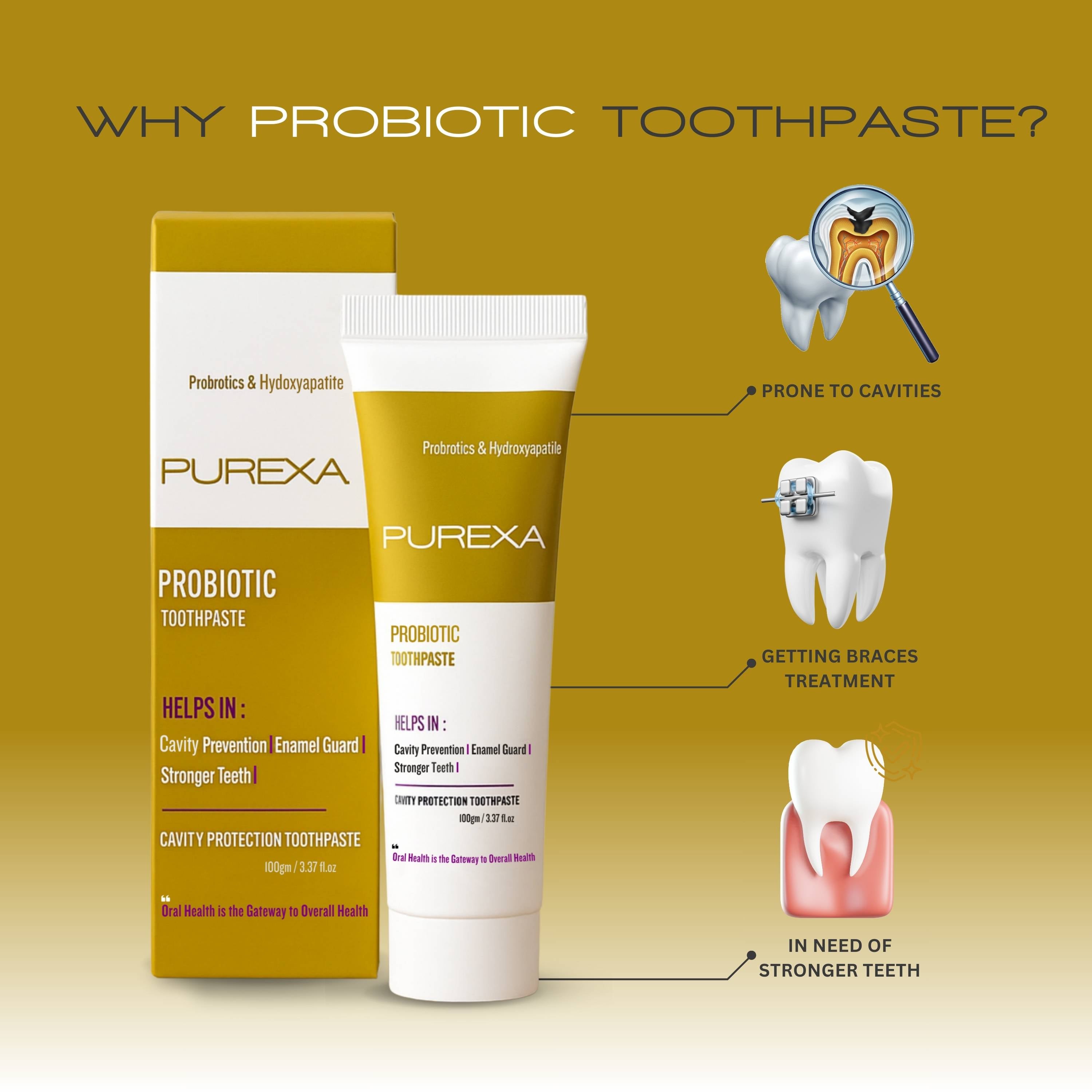 2 Probiotic Toothpaste 100gm (Each) & Bamboo Charcoal Toothbrush