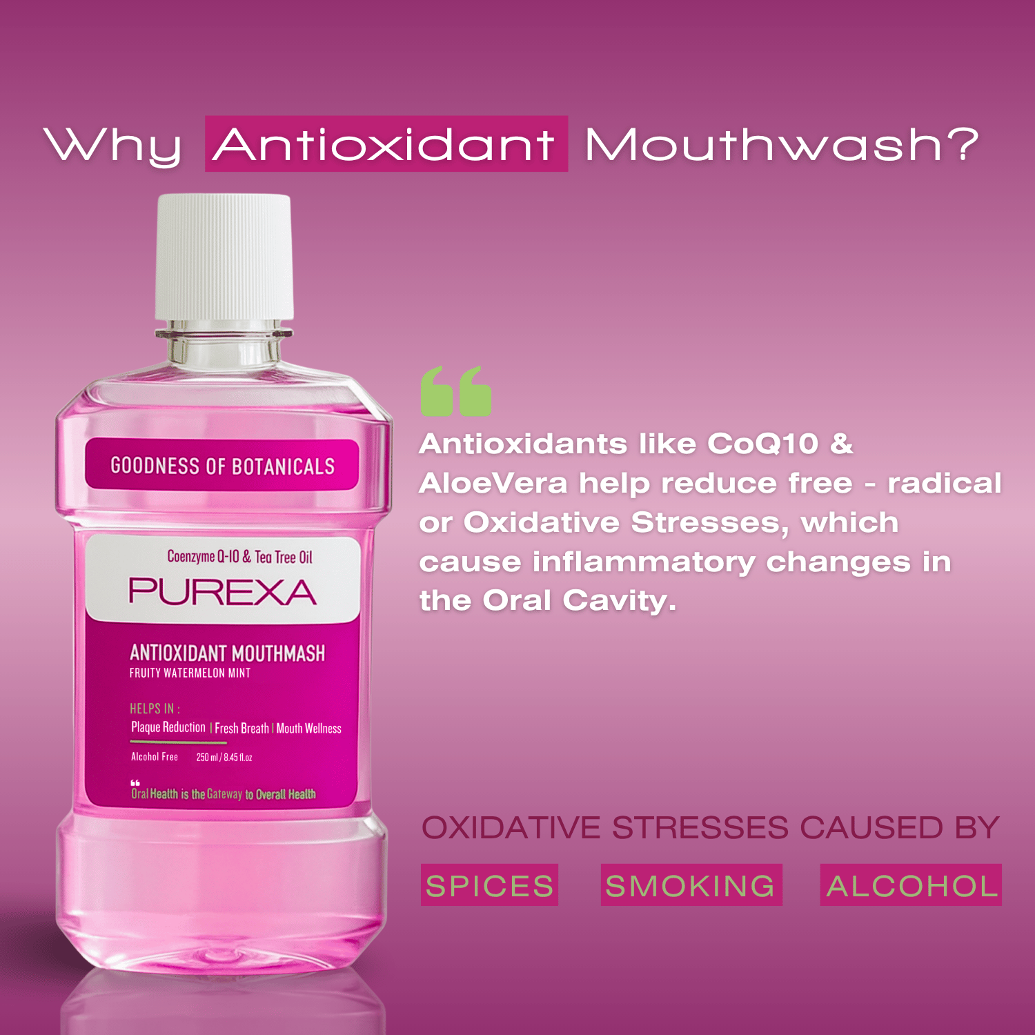 Antioxidant | Antimicrobial & Antibacterial Mouthwash | Water Melon Mint