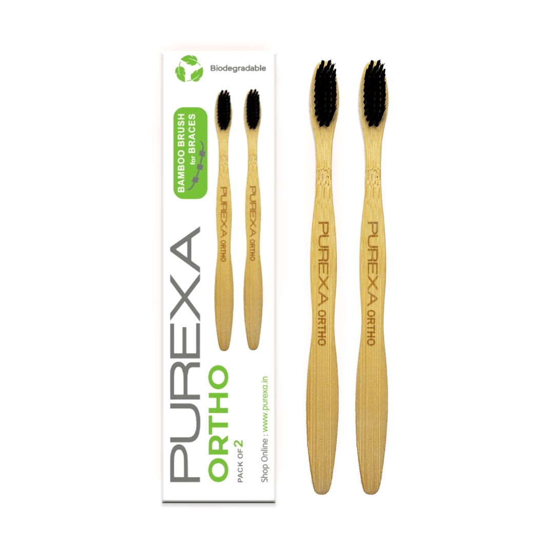 2 Purexa Bamboo Orthodontic Toothbrushes 