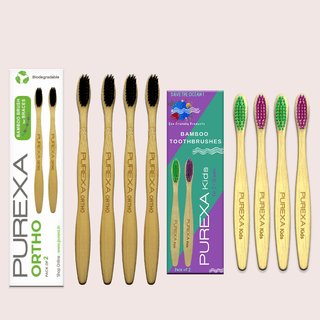 Bamboo Orthodontic Toothbrush and Kids Toothbrush Combo - purexa.in