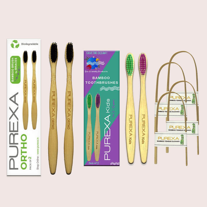 Bamboo Orthodontic Toothbrush and Kids Toothbrush Combo - purexa.in