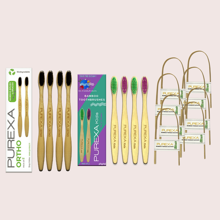Bamboo Orthodontic Toothbrush and Kids Toothbrush Combo - purexa.in
