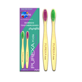 2 Purexa Bamboo Kids Toothbrushes with different colours pink and green