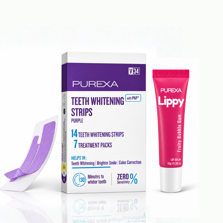 Teeth Whitening Strips (Pack of 7) and Lippy Lip Balms