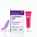Teeth Whitening Strips (Pack of 7) and Lippy Lip Balms