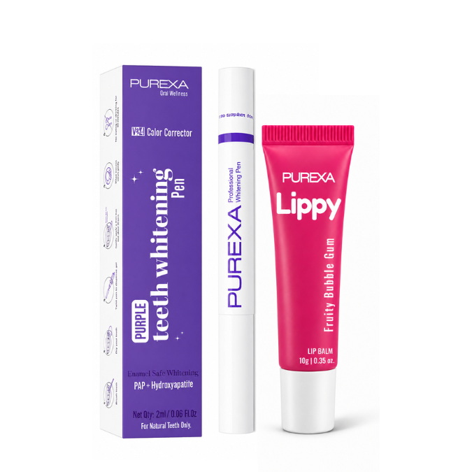 Purple Instant Teeth Whitening Pen and Lippy Lip Balm