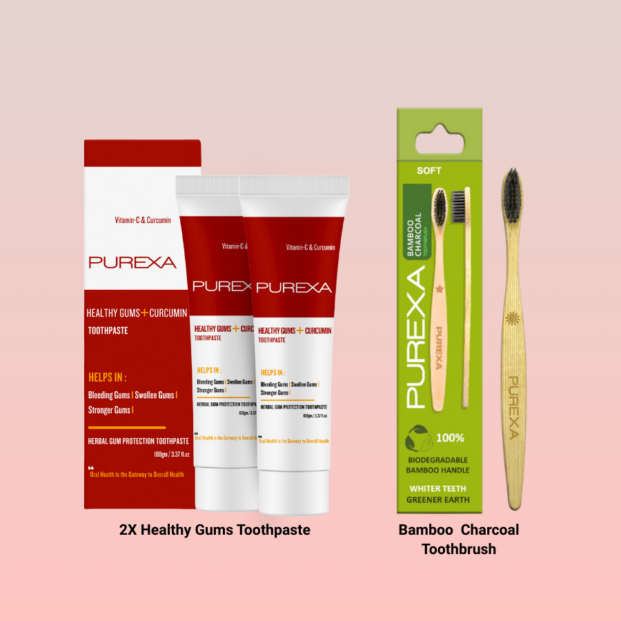 2 Healthy Gums+ Curcumin Toothpaste 100gm (Each) and Bamboo Toothbrush ...