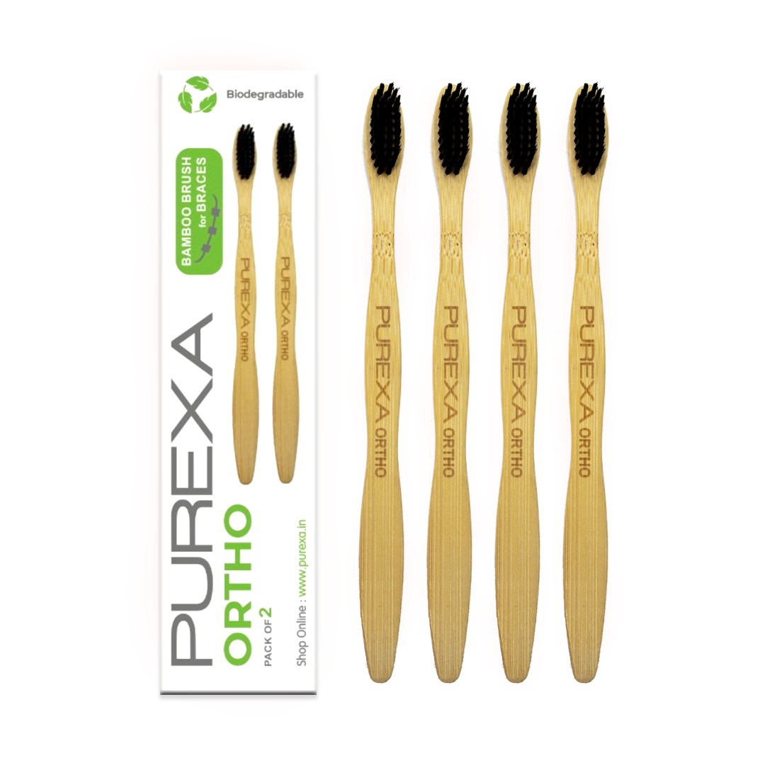 4 Purexa Bamboo Orthodontic Toothbrushes