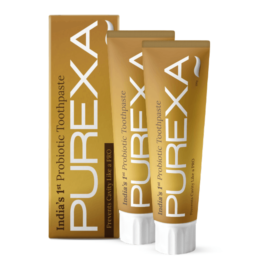 2 Purexa Probiotic Toothpaste with their packing