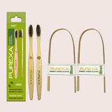 Bamboo Charcoal Toothbrush and Tongue Scraper Combo - purexa.in