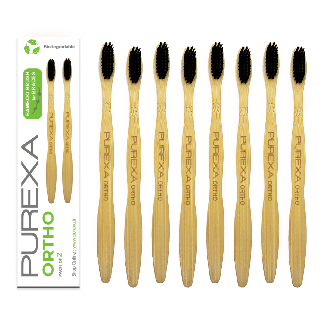 8 Purexa Bamboo Orthodontic Toothbrushes