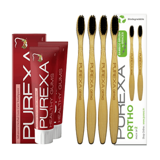 Healthy Gums Toothpaste With Orthodontic Bamboo Toothbrush - purexa.in
