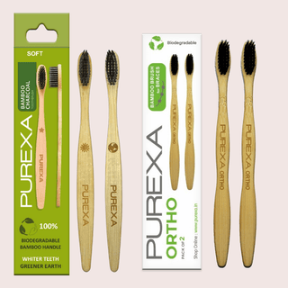 Bamboo Orthodontic Toothbrush and Charcoal Toothbrush Combo - purexa.in
