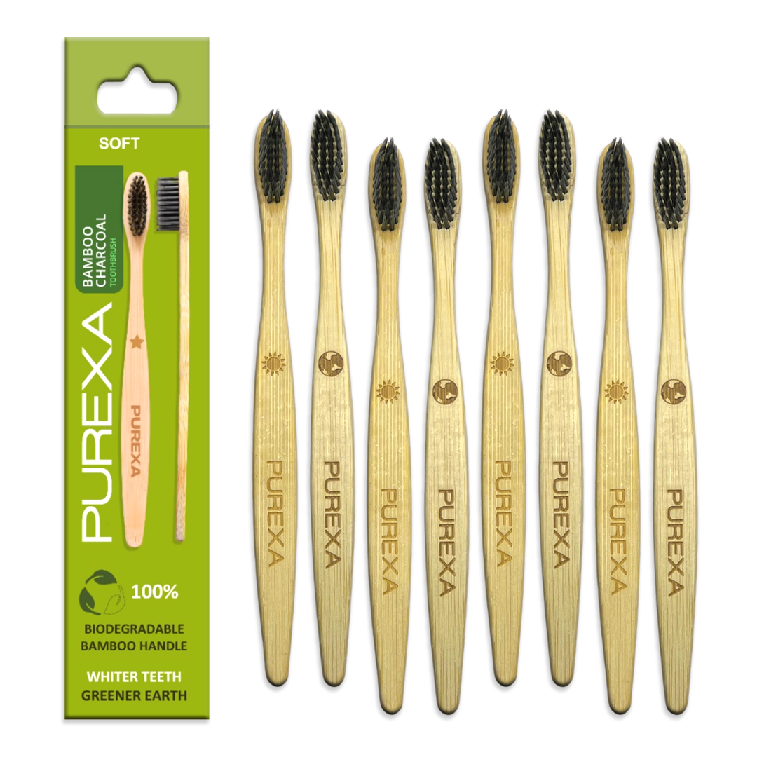 8 Purexa Bamboo Charcoal Toothbrushes