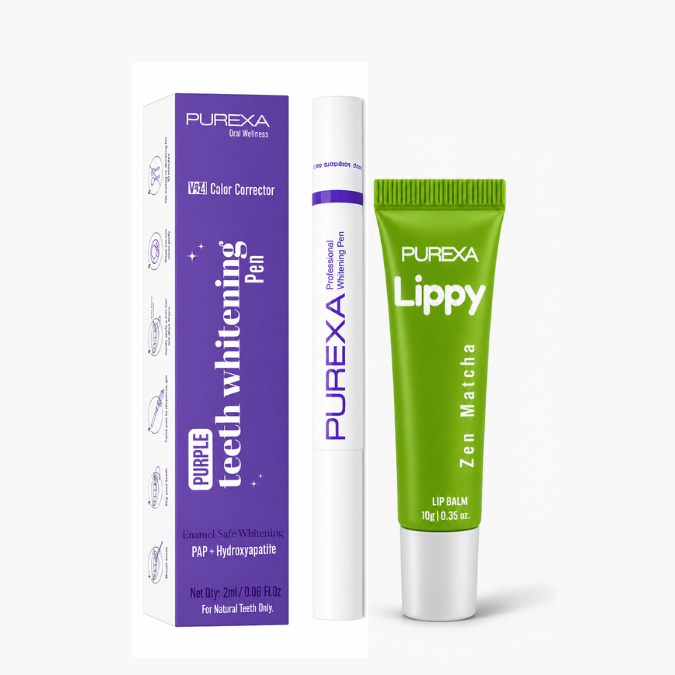 Purple Instant Teeth Whitening Pen and Lippy Lip Balm