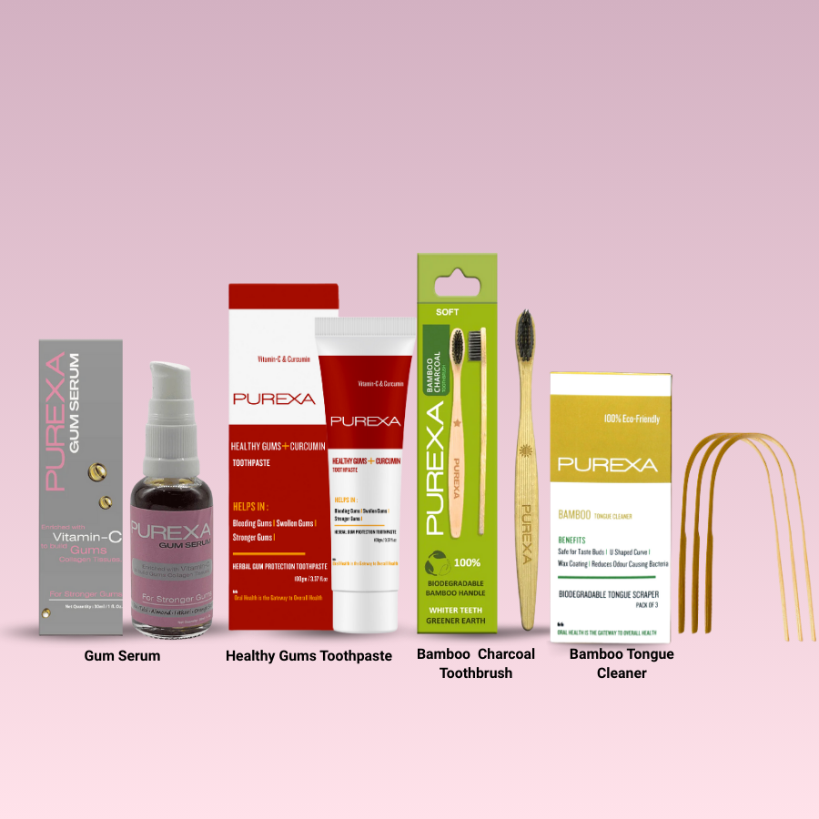 Healthy Gums Toothpaste, Gum Serum, Bamboo Charcoal Toothbrush & Bamboo Tongue Cleaner