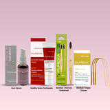 Healthy Gums Toothpaste, Gum Serum, Bamboo Charcoal Toothbrush & Bamboo Tongue Cleaner