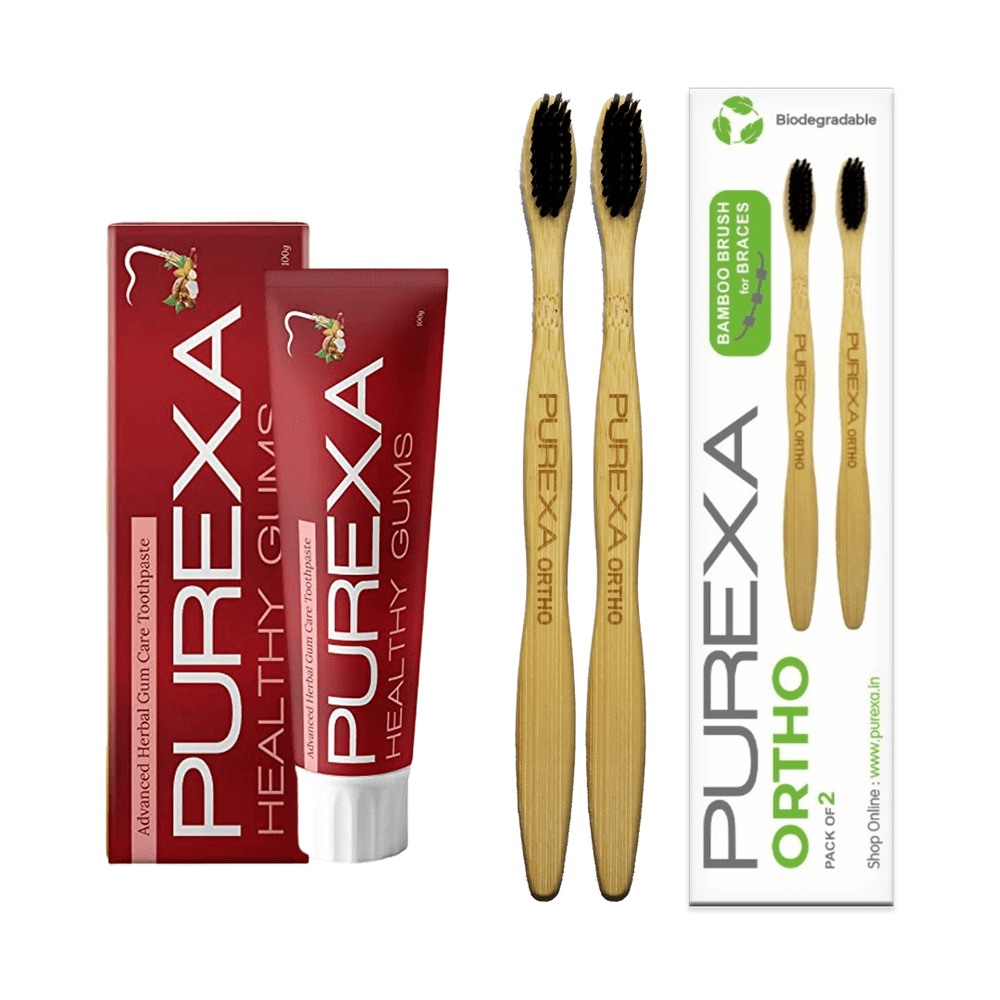 Healthy Gums Toothpaste With Orthodontic Bamboo Toothbrush - purexa.in