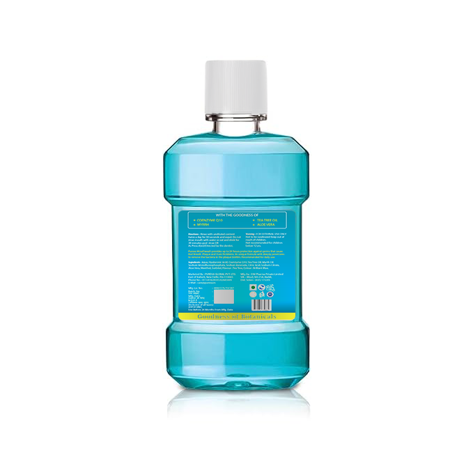 Purexa 250 ml Antioxidant Mouthwash bottle backside 