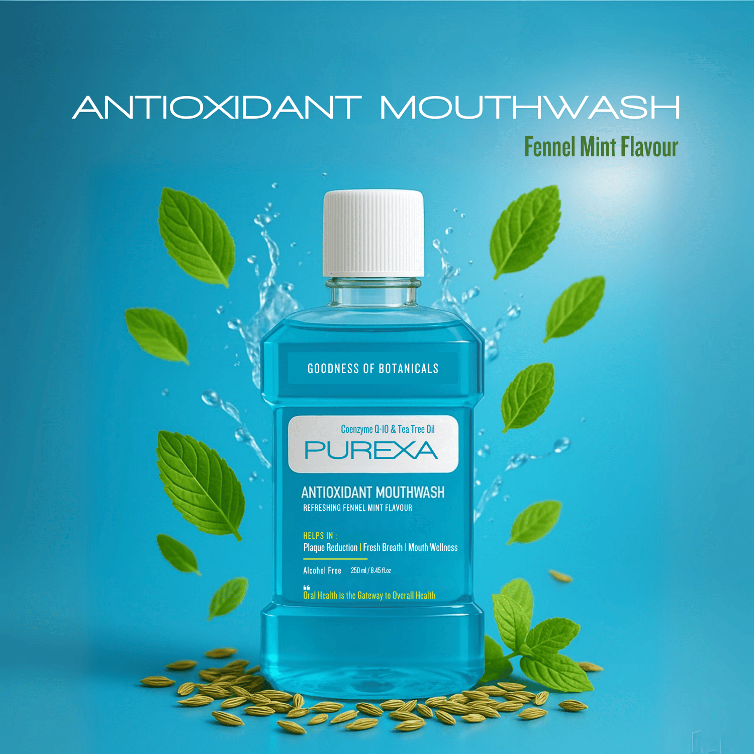 Antioxidant | Antimicrobial & Antibacterial Mouthwash | Fennel Mint Flavour