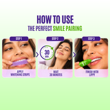 Purple Instant Teeth Whitening Strips (Pack of 3) and Lippy Lip Balm (Matcha Flavour)
