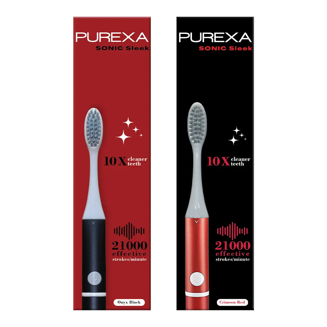 2 Purexa Sonic Sleek red & black in colour electric toothbrushes