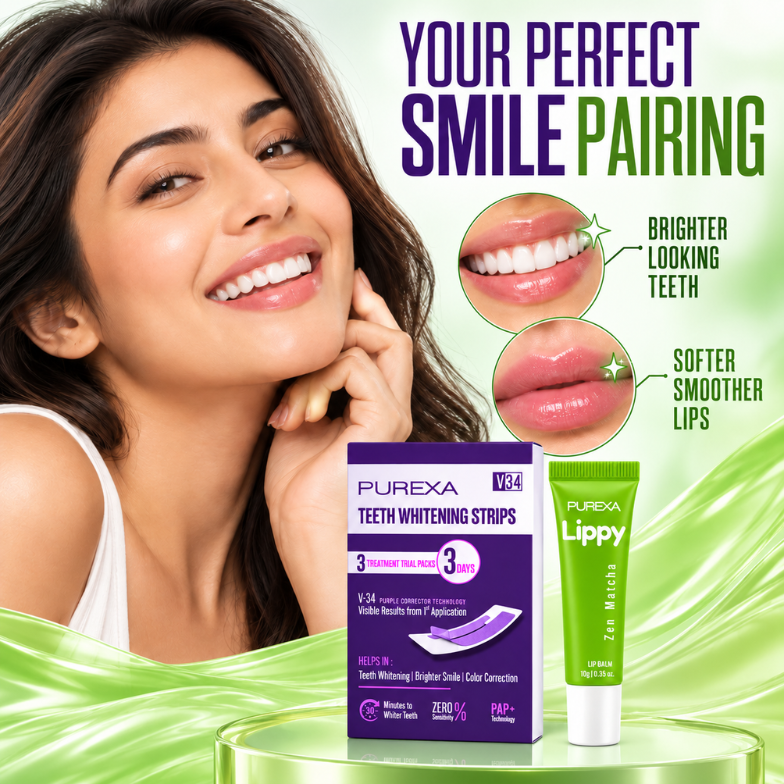 Teeth Whitening Strips and Lippy Lip Balm (Matcha Flavour)