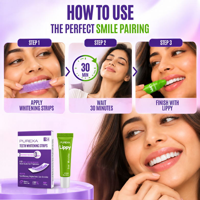 Teeth Whitening Strips and Lippy Lip Balm (Matcha Flavour)