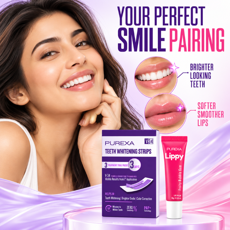Teeth Whitening Strips and Lippy Lip Balm (Bubble Gum Flavour)