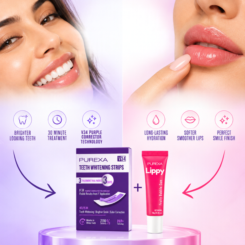 Teeth Whitening Strips and Lippy Lip Balm (Bubble Gum Flavour)