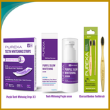 Purple Toothpaste 30ml, Teeth Whitening Strips and Bamboo Toothbrush